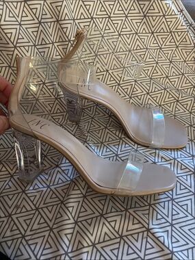 INC International Concepts Nude Clear-Strap Block Heel Sandals